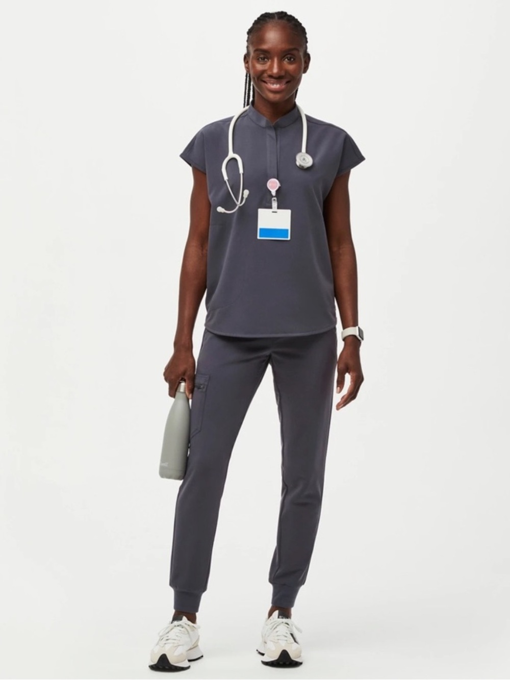 FIGS Rafaela Oversized Scrub Top Gray Medical Nurse Uniform